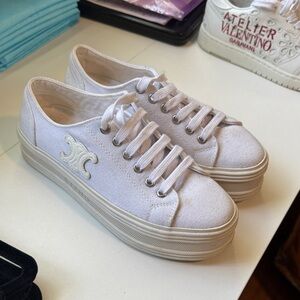 Celine Off-White Canvas Sneakers